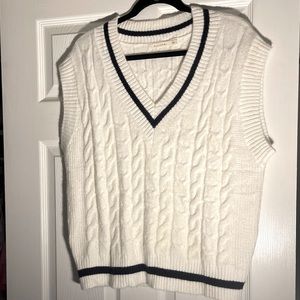 White and Navy Ellison Sweater Vest